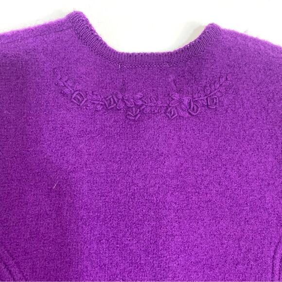Pendleton Vintage Wool Button Cardigan Sweater Purple Embroidered Floral SP - Picture 6 of 12